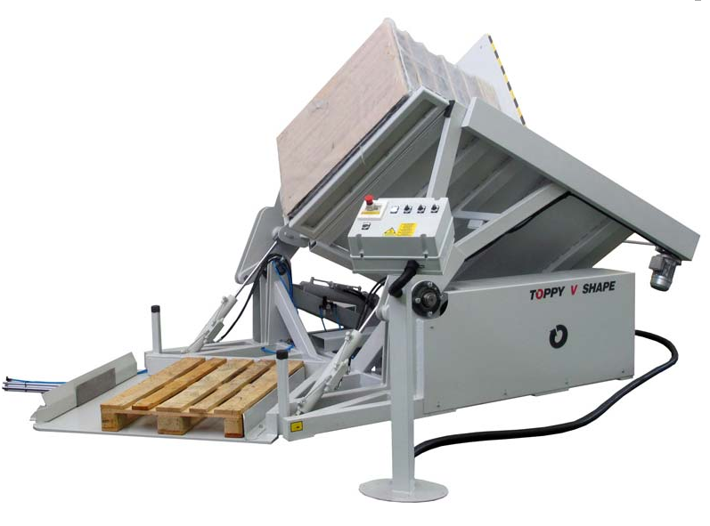 Podávač paliet v tvare V