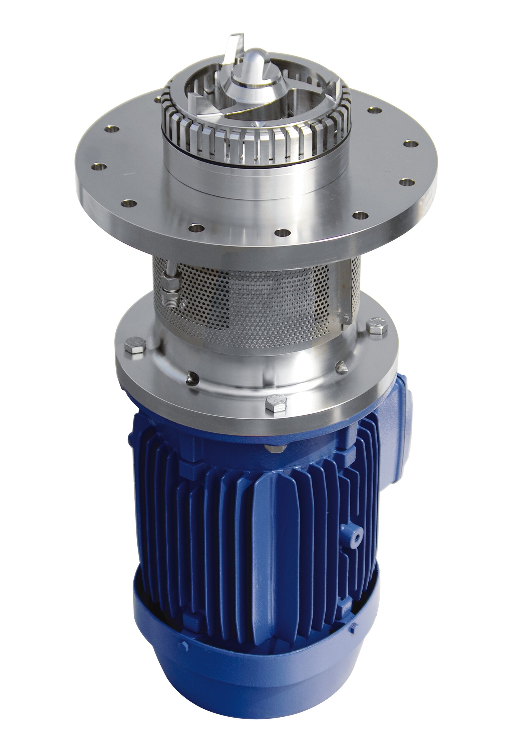 Batch dispersing machine for bottom entry into vessels