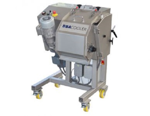 Drum cooler for laboratory hot melt processes