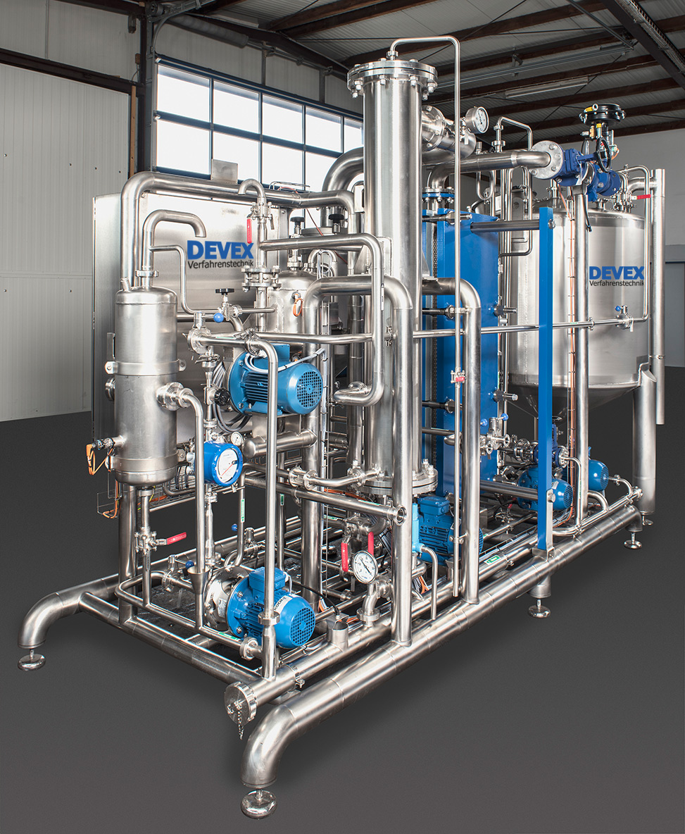 Párologtató üzem a kivonatok visszanyerésére