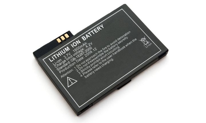 top view of Lithium-ion battery on white surface