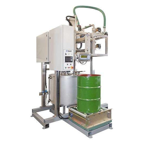 Drum decanting unit for high viscosity liquids