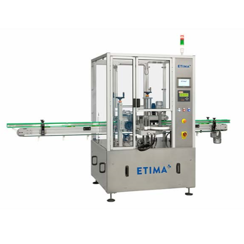 Linear self-adhesive labeller for cylindrical and flat containers