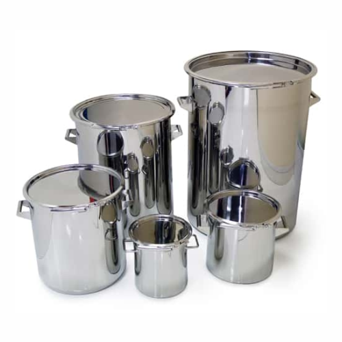 Rozsdamentes acél hordók a por tárolására