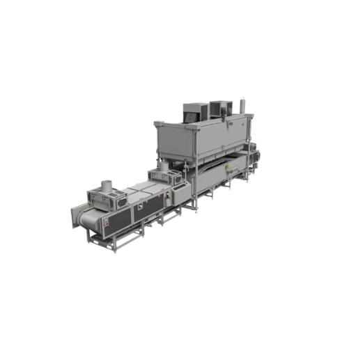 Continuous cooker for poultry and meat products
