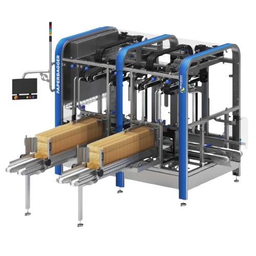 Automated paper bag placing system