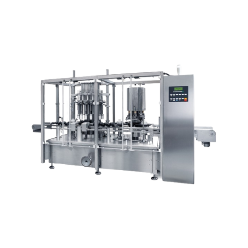 Nagy sebességű, folyamatos mozgású folyadéktöltő és -záró rendszer