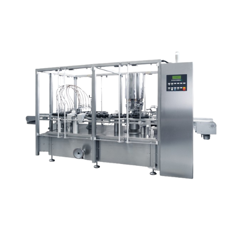 Folyamatos mozgatású folyadéktöltő és -záró monoblokk