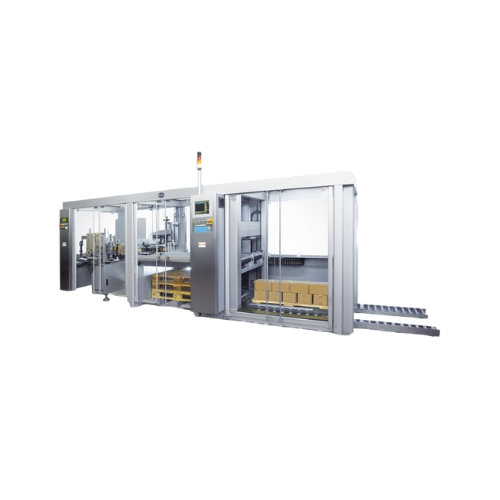 Integrated case-packing and case-palletizing system
