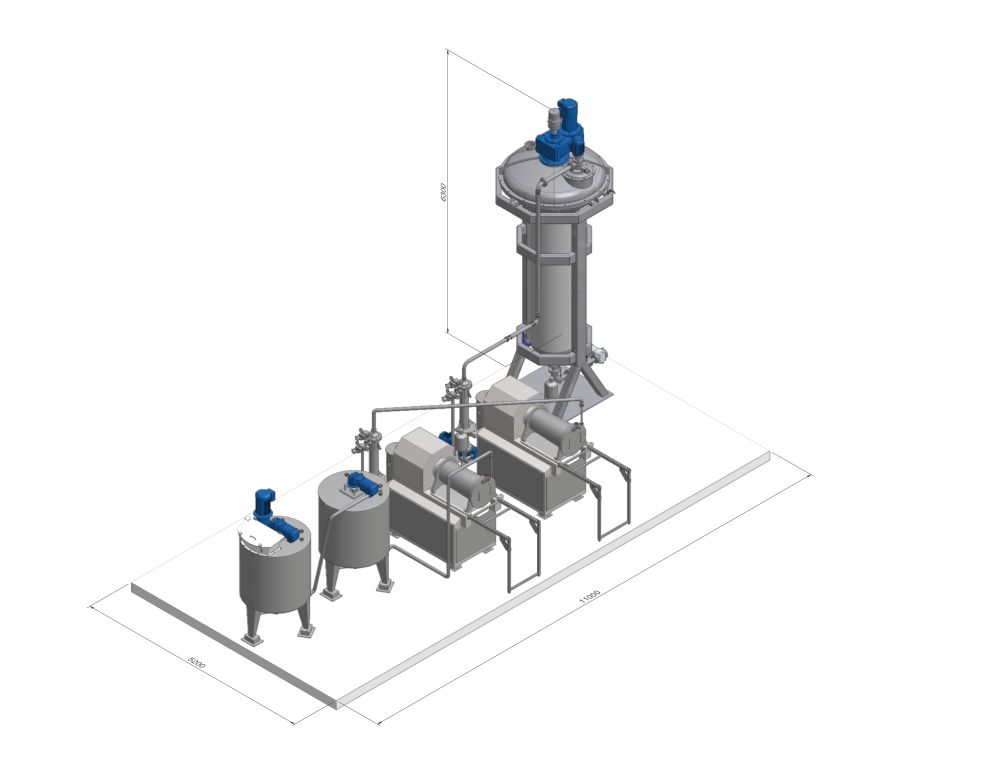 Continuous chocolate line with horizontal ball mills