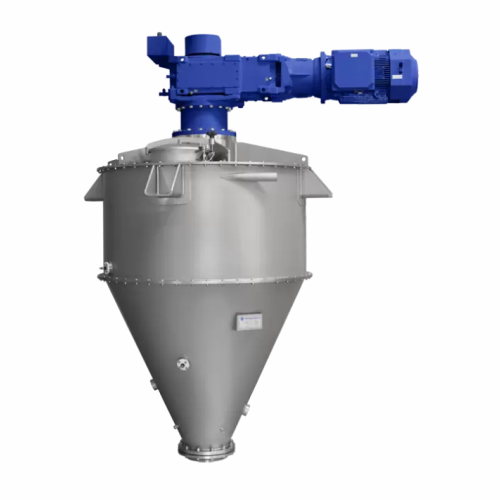 Conical paddle mixer for accurate powder blending