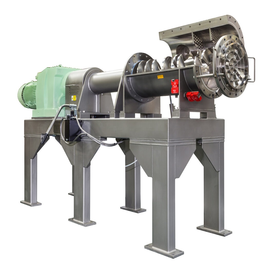 Continuous extruder for mixing solids and liquids