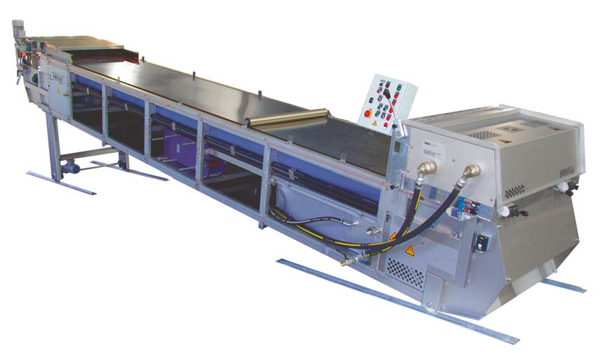 Steel belt cooler for hot melt extrusion