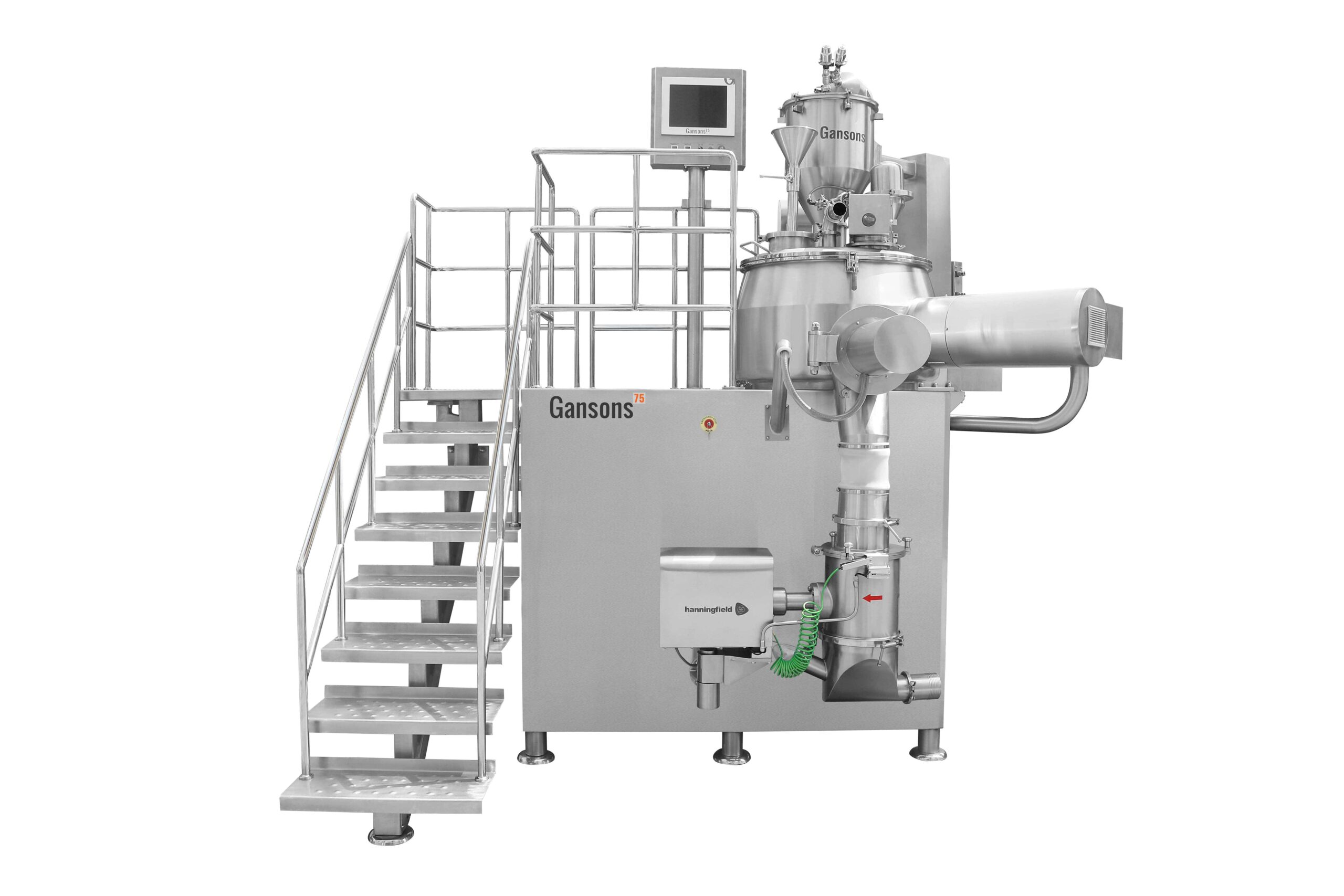 High shear mixer granulator for wet granulation of pharmaceutical powders